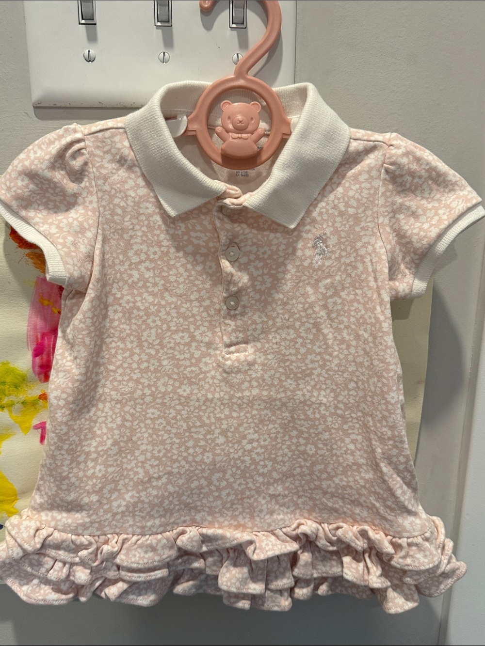 Ralph Lauren' Pink Floral Polo Dress with Ruffle Hem